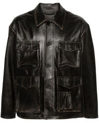 Golden Goose - Distressed Cut-Out Detail Leather Jacket - Lyst