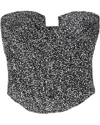 Sandra Mansour - Strapless Glittered Tulle Bustier Top - Lyst