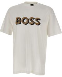 BOSS - Boss Logo Printed Crewneck T-Shirt - Lyst