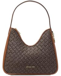 Michael Kors - Nayla Small Woven Signature Logo Hobo Shoulder Bag - Lyst