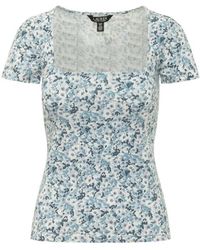 Ralph Lauren - Lauren Floral Short-Sleeve Knitted Top - Lyst