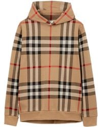 Burberry - Check Printed Long Sleeved Hoodie - Lyst