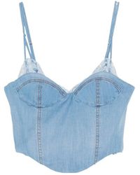 Ermanno Scervino - Lace Trim Denim Bustier Top - Lyst
