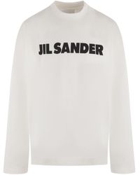Jil Sander - Logo Printed Crewneck Sweatshirt - Lyst