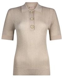 Liu Jo - Ribbed Button Polo Knitted Top - Lyst