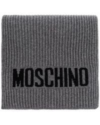 Moschino - Intarsia Knit Logo Ribbed Scarf - Lyst