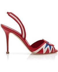 Manolo Blahnik - Slingback Patterned Heeled Sandals - Lyst