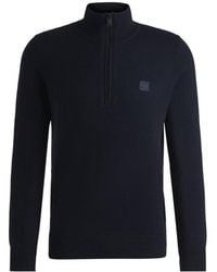 BOSS - Boss Logo Patch Half-Zipped Jumper - Lyst