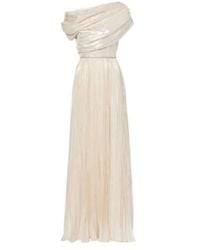 Self-Portrait - Asymmetric Draped Silk-Blend Chiffon Maxi Dress - Lyst