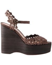 Aquazzura - Bossa Nova 130 Crocheted Raffia Platform Sandals - Lyst