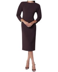 ANDAMANE - Rouge Noir Midi Dress With Rounded Shoulders - Lyst