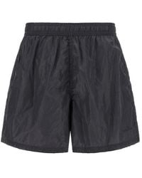 Stone Island - Logo Printed Swim Shorts - Lyst