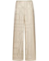 TOTEME - Silk Trousers With Monogram - Lyst