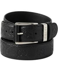 Gucci - Embossed Gg Belt With Squared Buckle - Lyst