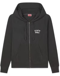 KENZO - Boke Heart Embroidered Zip-Up Hoodie - Lyst
