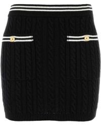Alessandra Rich - Stripe Trim Cable-Knitted Mini Skirt - Lyst
