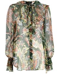 Etro - Floral-Printed Ruffled Shirt - Lyst
