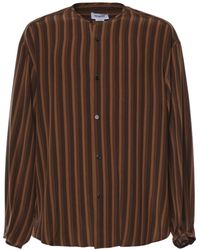 Hed Mayner - Stripe Band-Collar Shirt - Lyst