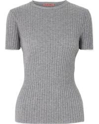 The Elder Statesman - Ribbed Cashmere Short-Sleeved Knit Sweater - Lyst