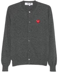 COMME DES GARÇONS PLAY - Comme Des Garçons Play Logo Detailed Crewneck Cardigan - Lyst