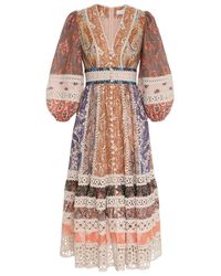 Zimmermann - Floral Print V-Neck Midi Dress - Lyst