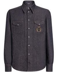 Dolce & Gabbana - Heraldic Emblem Denim Shirt - Lyst