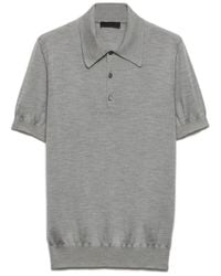 Prada - Short-Sleeved Knitted Polo Shirt - Lyst