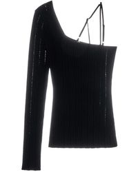 Helmut Lang - One-Shoulder Ribbed Knitted Top - Lyst