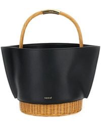 Sacai - Logo Printed Woven Handle Bucket Bag - Lyst