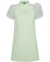 Valentino - Feathered-Detail Mini Dress - Lyst