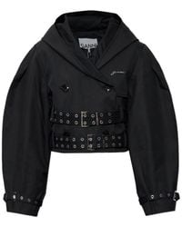 Ganni - Logo Plaque Cropped Jacket - Lyst