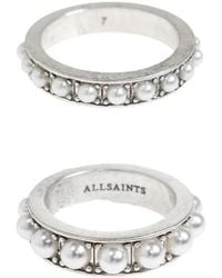 AllSaints - Beaded Stacking Rings - Lyst
