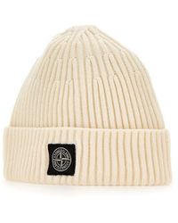 Stone Island - Compass Patch Ribbed Beanie - Lyst