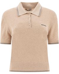 Miu Miu - Short-Sleeved Knitted Polo Shirt - Lyst