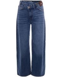 Liu Jo - Logo Patch Wide Leg Jeans - Lyst