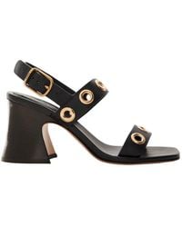 Chloé - Janis 80 Eyelet-Embellished Leather Sandals - Lyst