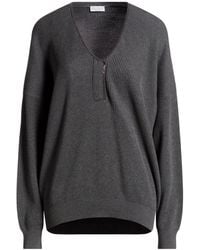 Brunello Cucinelli - Solidcolor Longsleeve Vneck Knit Sweater - Lyst