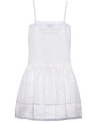 Prada - Linen Embroidered Mini Dress - Lyst