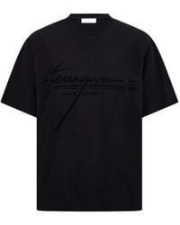 Ferragamo - Ferragamo Flocked Logo Crewneck T-Shirt - Lyst