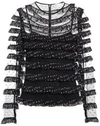RED Valentino - Point D'Esprit Tulle And Georgette Blouse - Lyst