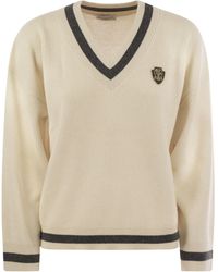 Brunello Cucinelli - V-Neck Knitted Jumper - Lyst