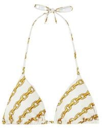 Versace - Logo Triangle-Cup Tie-Fastened Bikini Top - Lyst