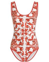 Dolce & Gabbana - Low-Back Majolica Swimsuit - Lyst