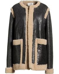 MM6 by Maison Margiela - Casual Color-Block Leather Jacket - Lyst