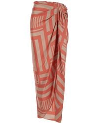 Fendi - Midi Skirt With Knot And Labyrinth Motif - Lyst