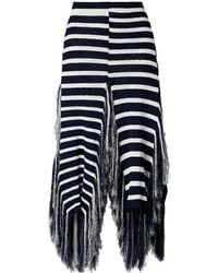 Proenza Schouler - Yves Asymmetric Fringed Striped Knitted Maxi Skirt - Lyst