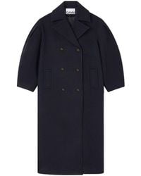 Ganni - Double-Breasted Long Coat - Lyst