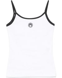 Marine Serre - Contrast Trim Moon Logo Ribbed Tank Top - Lyst