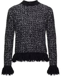 Moncler - Fringe-Trim Wool Blend Sweater - Lyst