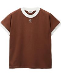 Versace - Embroidered-Logo Stretch Cotton-Jersey Slim T-Shirt - Lyst